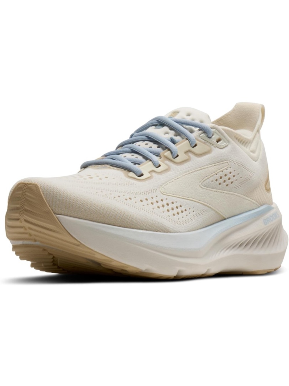 Brooks Women's Running Shoe in Cream with Light Blue Laces